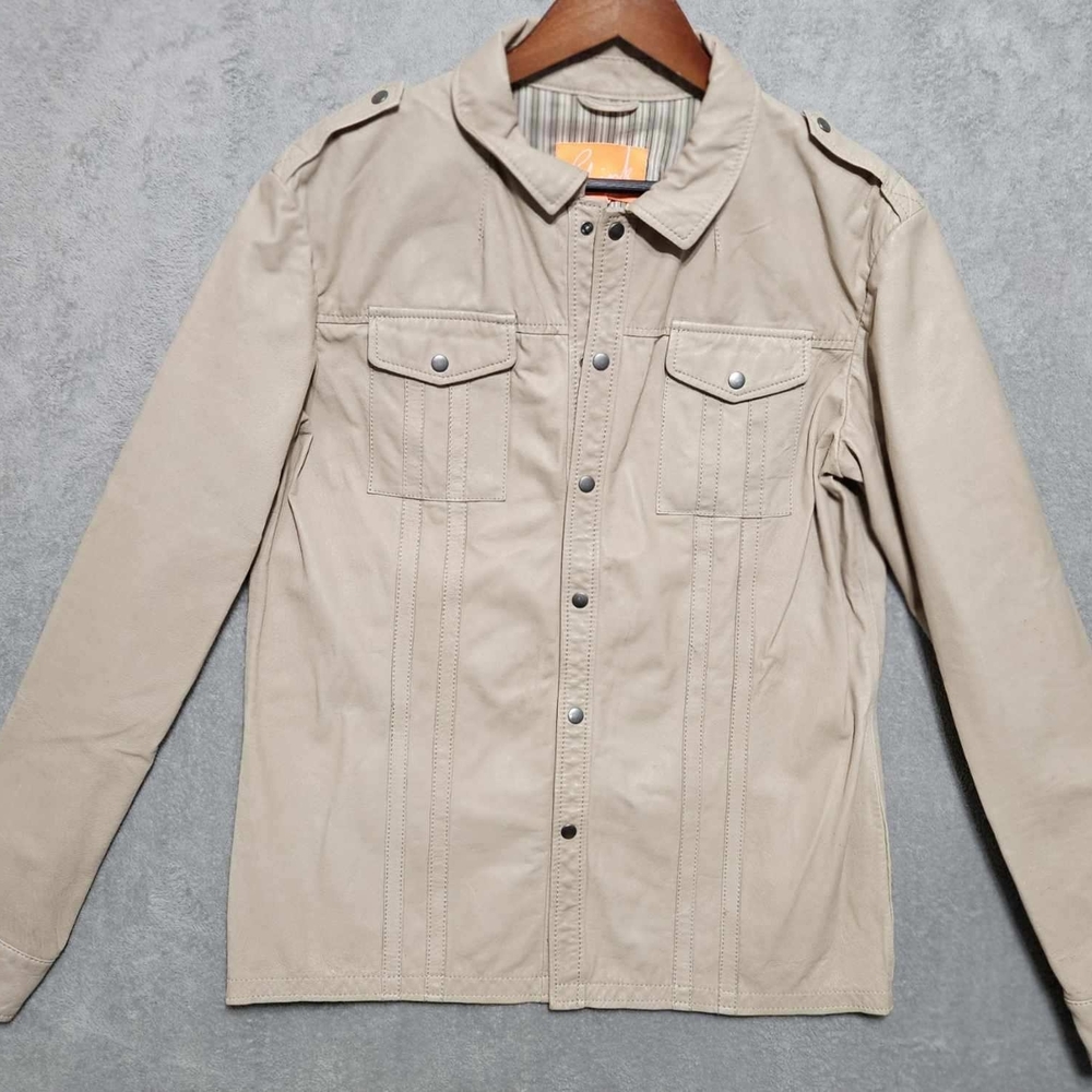Blink Tan Leather Utility Jacket Women Size Medium